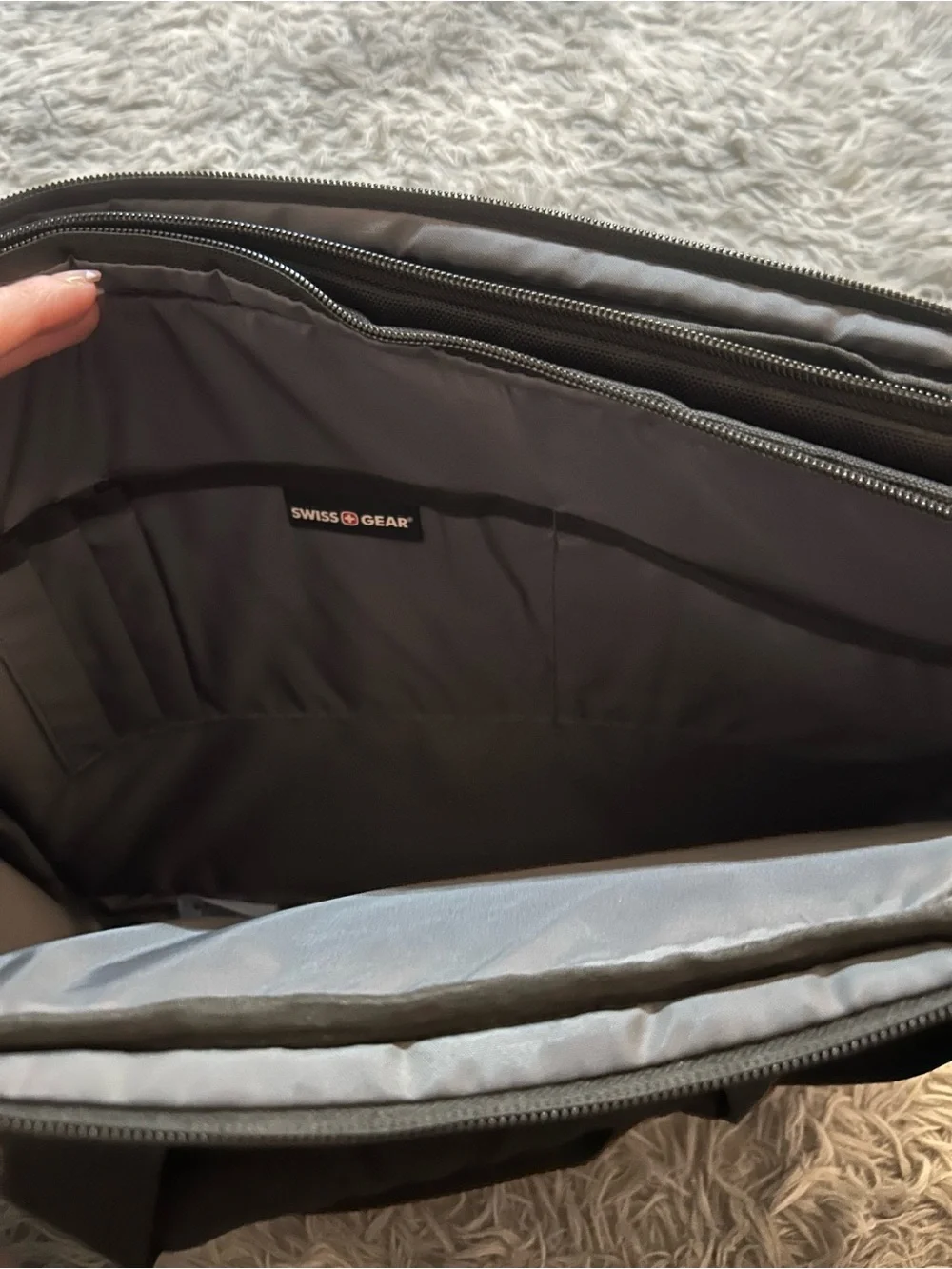 Swiss Tech Black Quilted Laptop Briefcase with Detachable Strap